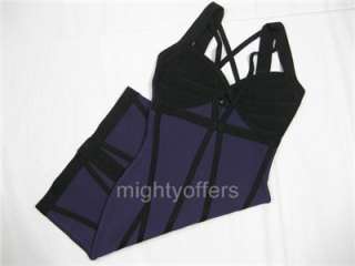 Purple Black Party Bodycon Bandage Dress XXS XS S M L  