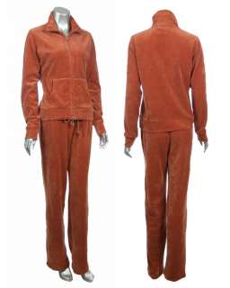   Studio Womens Cotton Blend Lounge Jacket & Pant Velour Track Suit Set