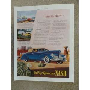 1940 Nash car, Vintage 40s full page print ad. color Illustration 
