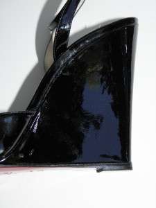 CHRISTIAN LOUBOUTIN Black Patent Wedge Shoe 40.5 NIB  