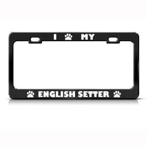 English Setter Dog Dogs Black Metal license plate frame Tag Holder