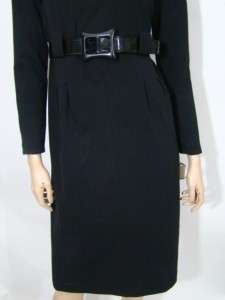 Celine K Black Long Sleeve Pencil Skirt Career Dress 2  
