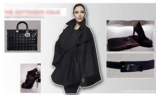 Women Fashion Camel Color 50% Woolen Blend Bat wing Sleeve Cape Trench 