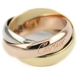 Cartier Trinity 18K 750 White Yellow & Rose Gold Triple Wedding Ring 
