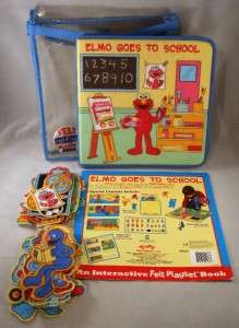   Elmo Goes To School Felt Interactive Playset Book Complete EUC  