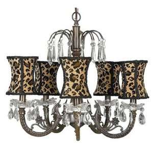   Mocha Five Arm Waterfall Chandelier with Pink Shades