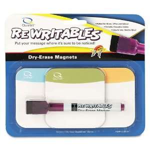  Quartet® ReWritables Dry Erase Magnets, 3 x 3, White 