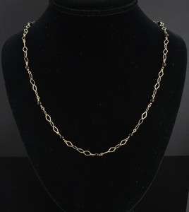 Estate Vtg 14K Gold Onyx Bead Station Chain Necklace  