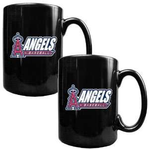  Los Angeles Angels of Anaheim 2pc Black Ceramic Mug Set 
