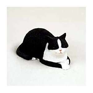  CAT BLACK/WHITE Tabby CAT NAP Resin NEW Figurine CF47 