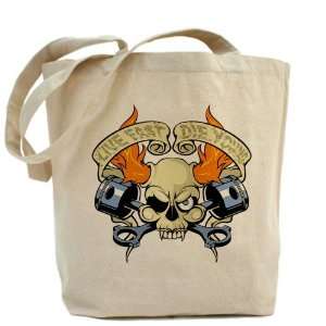  Tote Bag Live Fast Die Young Skull 