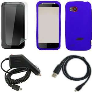 iFase Brand HTC Vigor ADR6425 Combo Solid Dark Blue Silicone Skin Case 