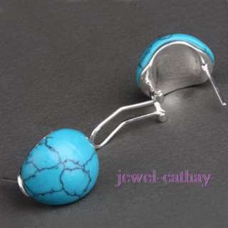 NEW Popular Noble Oval Turquoise Bead inlaid Earrings  