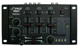 Pyle PMX5U Professional 2 Stereo Channel DJ Mixer W/ USB Player