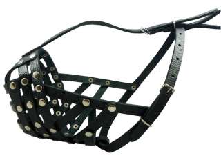 sizes of Secure Genuine Leather Basket Dog Muzzle  