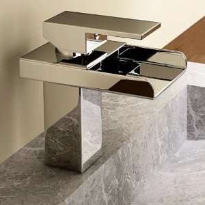   Handle Waterfall Bathroom Vanity Sink Faucet, Chrome
