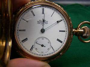 Antique 14K Ladies Gold Elgin Pocketwatch Lever Set Runs Well Super 