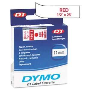 DYMO D1 Standard Tape Cartridge For Label Makers 1/2in X 23ft Red On 