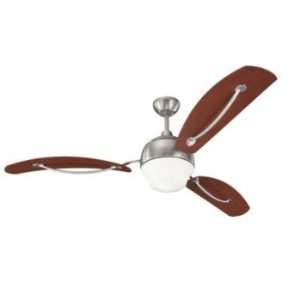   Ceiling Fan with Remote, Light Kit and Walnut ABS Blades, Brushed