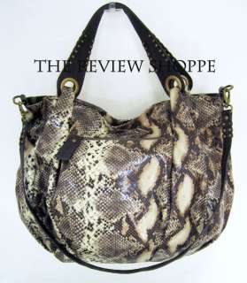 Jessica Simpson XL Snake Print Convertible Bag Purse Brown Snake 