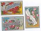 Lot of 3 Antique Good Luck Post Cards Horse Shoes Flowers Silver Foil 