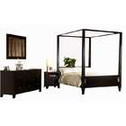 InSassy Wilshire 4 Piece Bedroom Set w/ Canopy King Bed   Cappuccino 