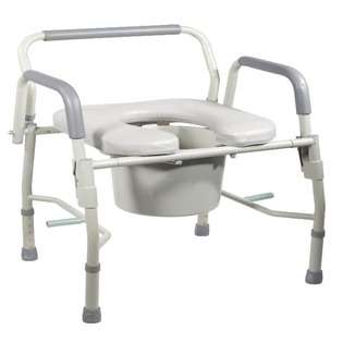   Steel Drop Arm Bedside Commode with Padded Seat & Arms 