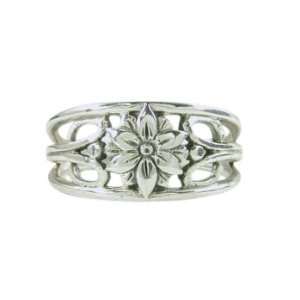  Sterling Silver Floral Flower Band Ring Size 7 Jewelry