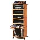 Wood Technology Solid Hardwood Ash 5 Shelf Audio Cabinet in Oak