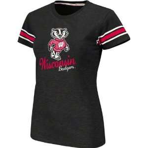   Badgers Womens Black Backspin Slub Knit T Shirt
