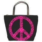   Bucket Bag (Purse, Handbag) of Flowered Peace Symbol Hot Pink
