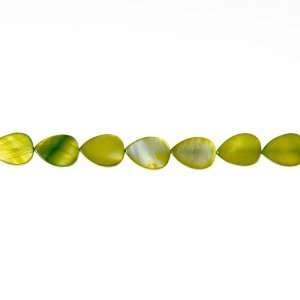  12mm Green Tear Drop Mother Of Pearl Beads   16 Inch 