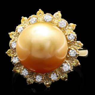 yellow gold 12mm pearl 0 40ct diamond ring high end luxurious jaqu de 