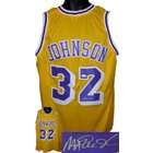   Johnson signed Los Angeles Lakers Prostyle Yellow Jersey  JSA Hologram