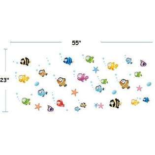 Wall Stickers Super Cute Cartoon Colorful Tropical Fish & Bubbles 