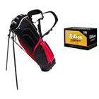   Lite Golf Stand Bag Clubs Full Size Red + 12 Wilson Maximum Balls