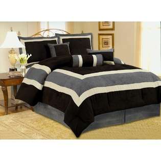   Micro Suede Black and Gray comforter set Bedding in a bag 