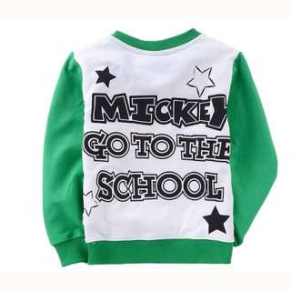 Green Kids Boys Mickey Mouse Long Sleeve T Shirt 2 8 Years 6061  