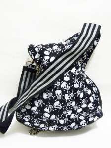Black Skull Guitar Shaped Purse Shoulder Bag Gothic  