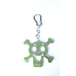 Green Skull and Crossbones Bag Clip Charm, Key Chain/Ring   .99 CENTS 