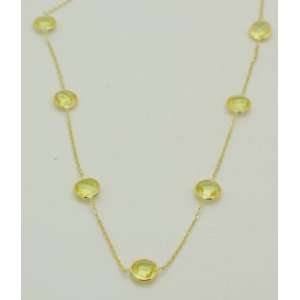  14K Yellow Gold Lemon Topaz Fancy Cut Gemstone Necklace 20 