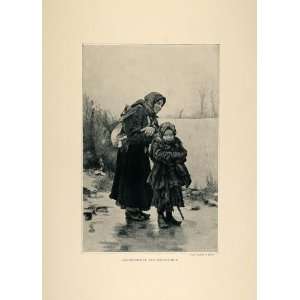  1893 Print Russian Grandmother Grandchild Girl Child 