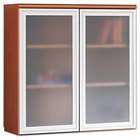   Park Avenue Laminate Bookcase Hutch, Frosted Glass Doors, Henna Cherry