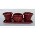 Country Living 3 Herb Pots   Red Glazed
