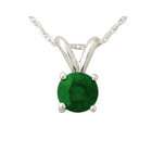 szul All Natural Genuine 4 mm, Round Emerald pendant set in 14k 