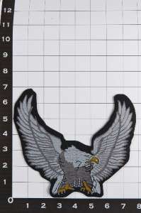 Biker Motorcycle Patch Emblem Silver Eagle with up wings For Jacket 