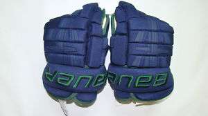 BAUER 4 ROLL CUSTOM COLORS NAVY/GREEN GLOVES 13  