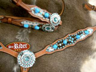 HORSE BRIDLE WESTERN LEATHER HEADSTALL BREASTCOLLAR TACK RODEO 