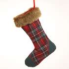   Adler 8 Country Cabin Red and Black Plaid Stocking Christmas Ornament