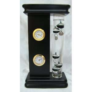    New Galileo Thermometer in Small Black Wood Stand